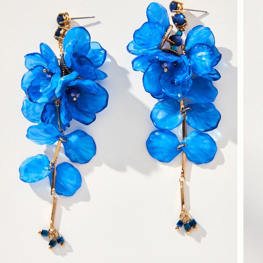 Blossom Drop Earrings from Anthropologie in Bright Cobalt Blue